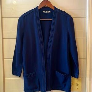 St John Basics Jacket Santana
Knit Open Front Cardigan Navy Blue Size S.